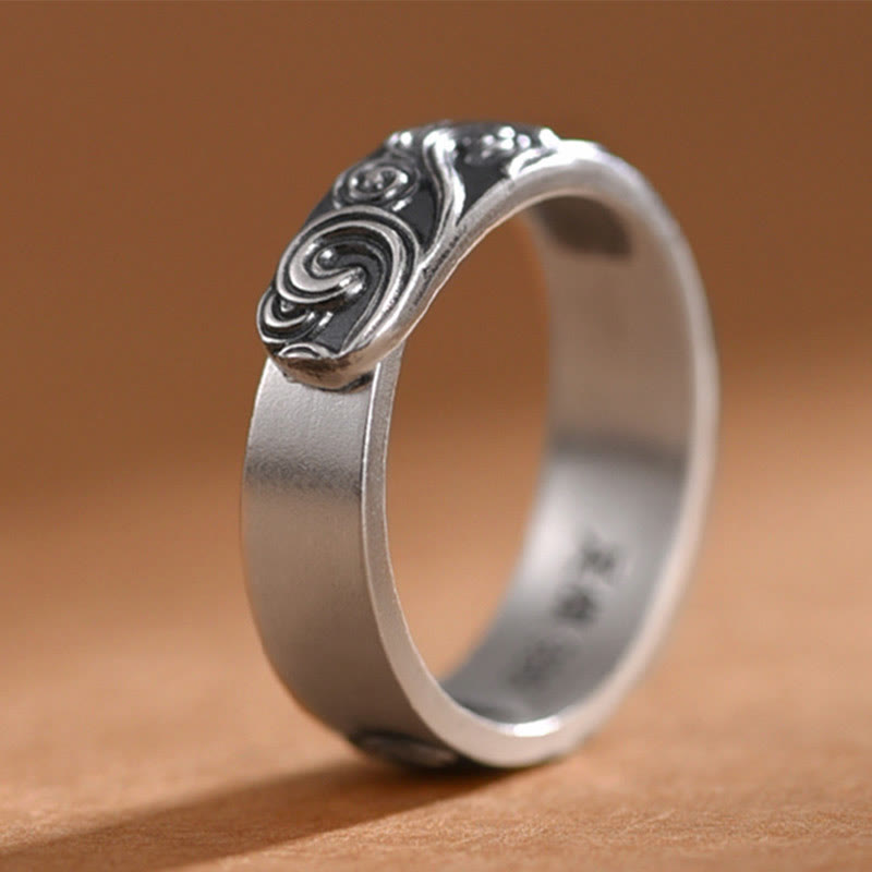 Nimara Ritual 999 Sterling Silver Auspicious Clouds Engraved Blessing Adjustable Ring