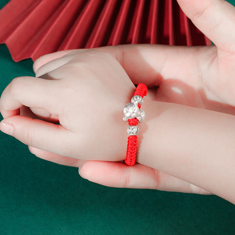 Nimara Ritual 999 Sterling Silver Chinese Zodiac Red Rope Luck Handcrafted Kids Bracelet