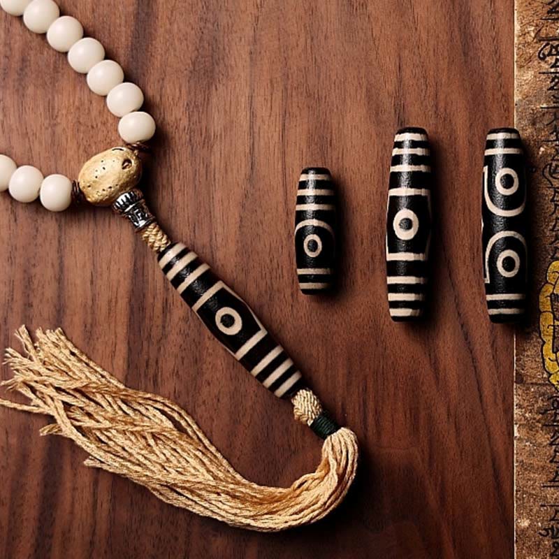 Nimara Ritual Tibet 108 Mala Beads Bodhi Seed Bagua Vajra Dzi Bead Gray Agate Wealth Bracelet