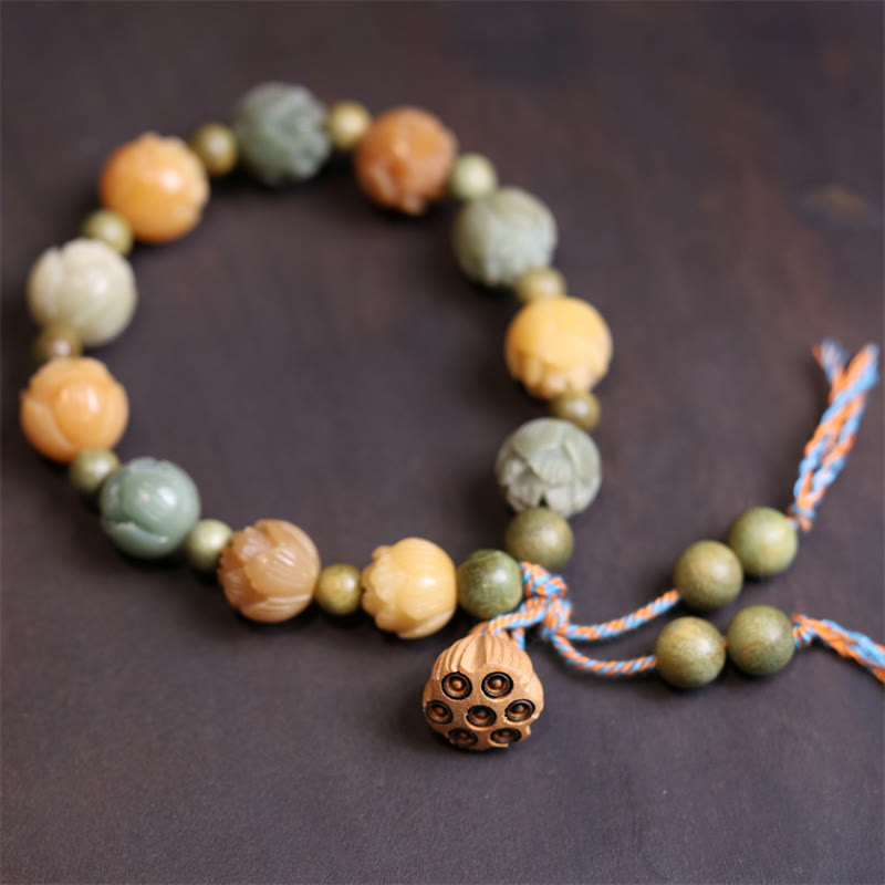 Nimara Ritual Bodhi Seed Lotus Green Sandalwood Wisdom Harmony Bracelet