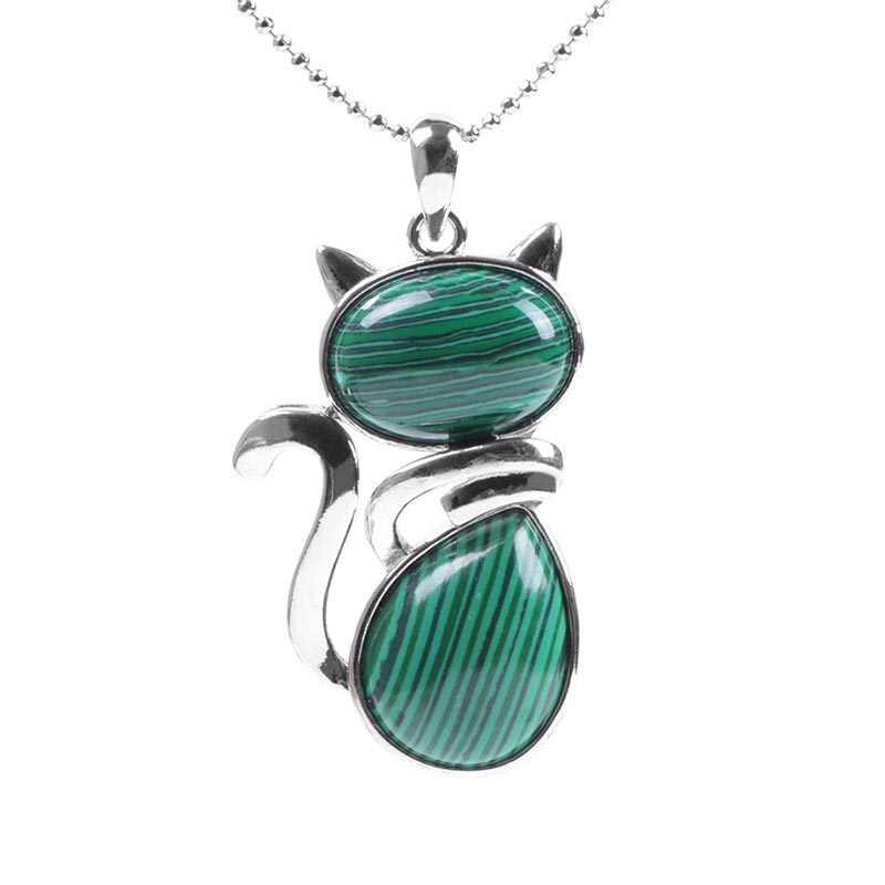 Nimara Ritual Cat Pattern Natural Crystal Protection Necklace Pendant