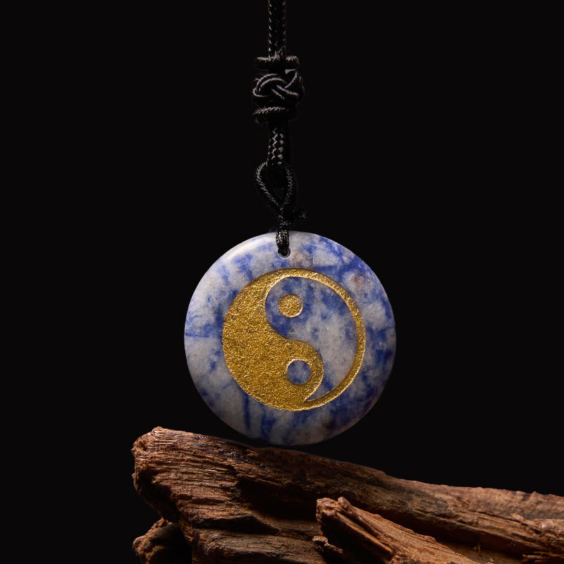 Nimara Ritual Various Crystal Amethyst Tiger Eye Green Aventurine Yin Yang Spiritual Necklace Pendant