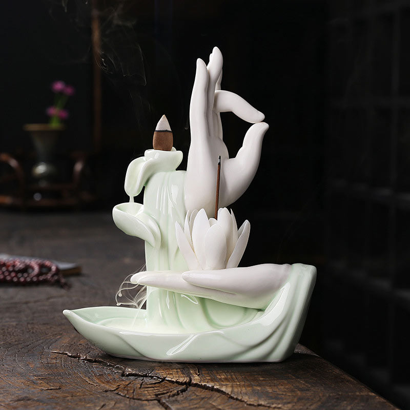 Nimara RitualTibetan Lotus Blessing Incense Burner Decoration
