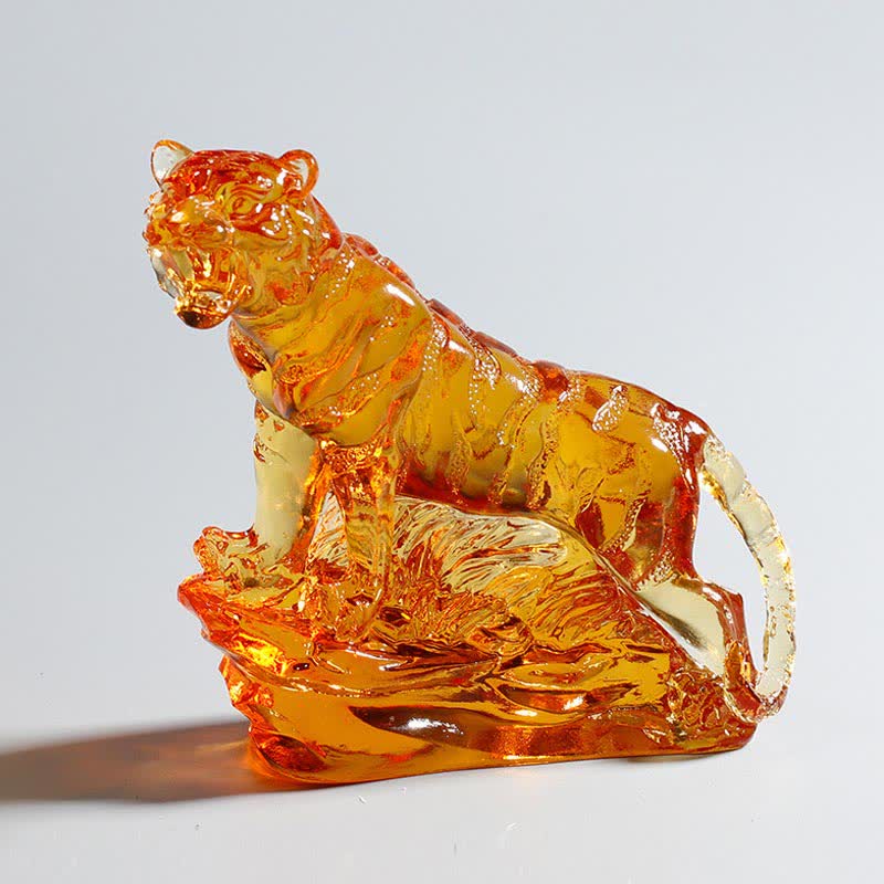 Nimara Ritual Handmade Liuli Crystal Tiger Art Piece Protection Home Decoration