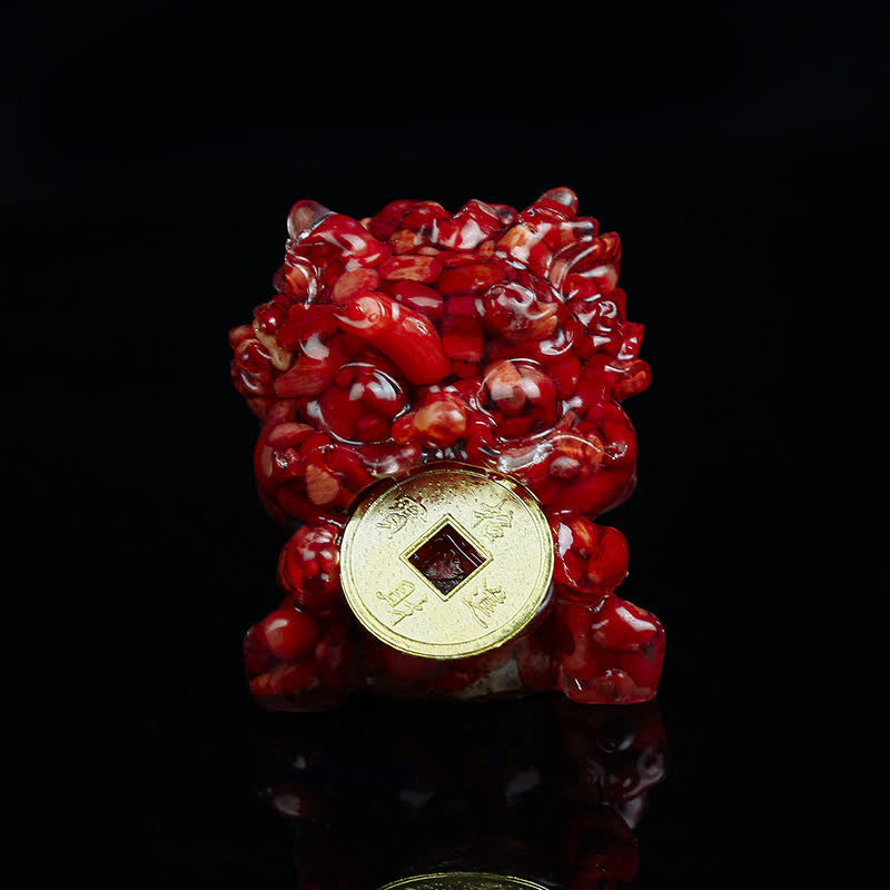 Nimara Ritual Handmade Cute PiXiu Gold Coin Crystal Fengshui Energy Wealth Fortune Home Decoration