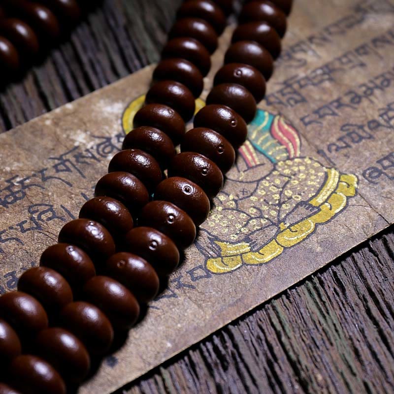 Nimara Ritual Natural Tibet 108 Mala Beads Purple Bodhi Seed Three-eyed Dzi Bead Copper Dorje Harmony Bracelet