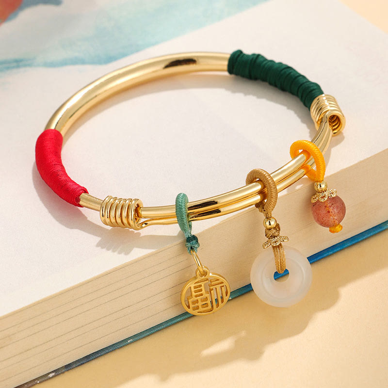 Nimara Ritual Pink Crystal Peace Buckle Lucky Flower Love Bracelet Bangle