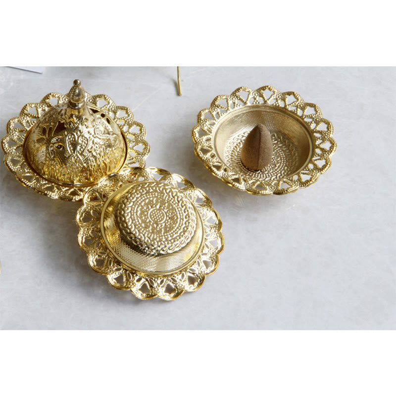 Nimara Ritual Tibetan Gold Mini Meditation Incense Burner