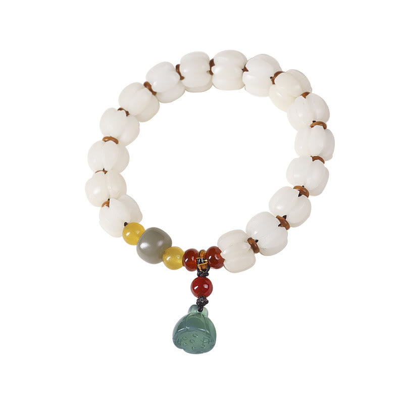 Nimara Ritual Natural Bodhi Seed Red Agate Bodhi Calm Harmony Engraved Pumpkin Bead Lotus Bracelet