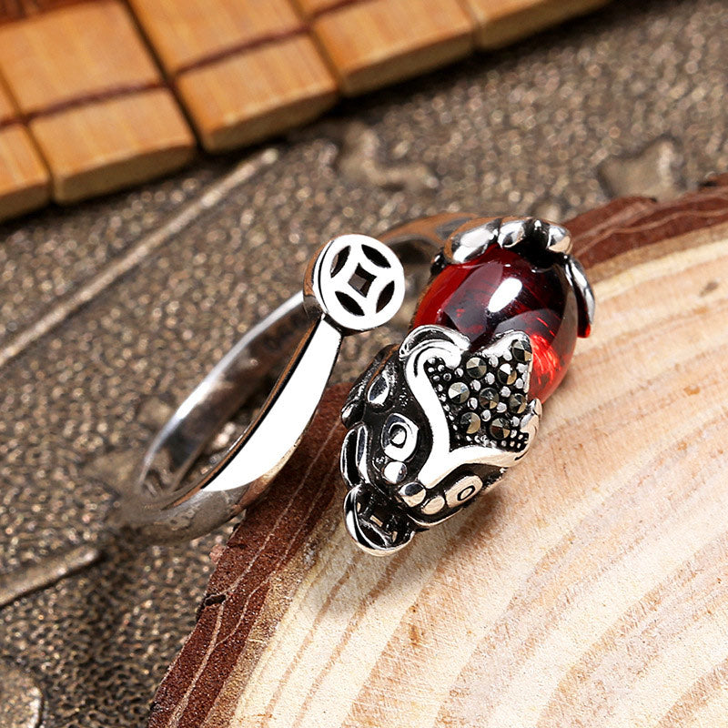 Nimara Ritual FengShui Genstone PiXiu Wealth Adjustable Ring
