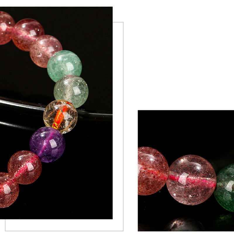 Nimara Ritual Natural Multicolored Strawberry Quartz Love Healing Beaded Bracelet