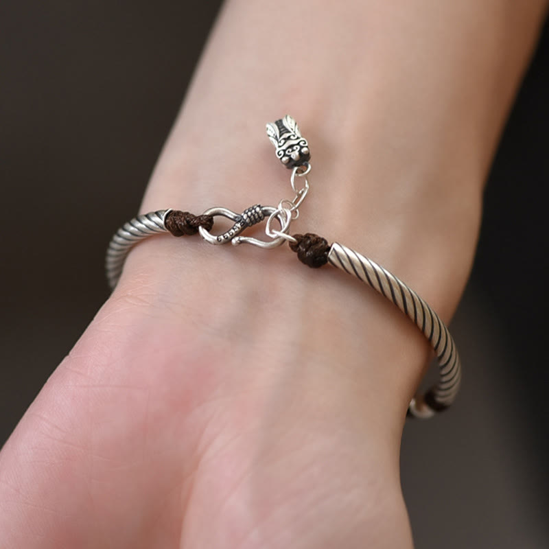 Nimara Ritual 999 Sterling Silver Bamboo Pattern Cicada Luck Wealth Bracelet