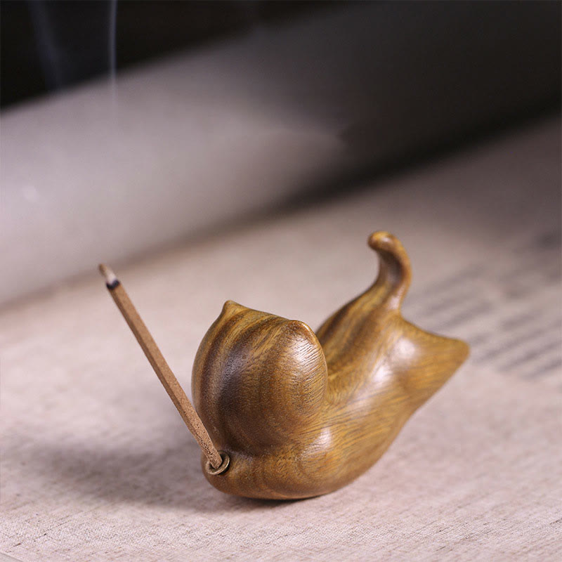 Nimara Ritual Green Sandalwood Cute Cat Pattern Soothing Stick Incense Burner Decoration