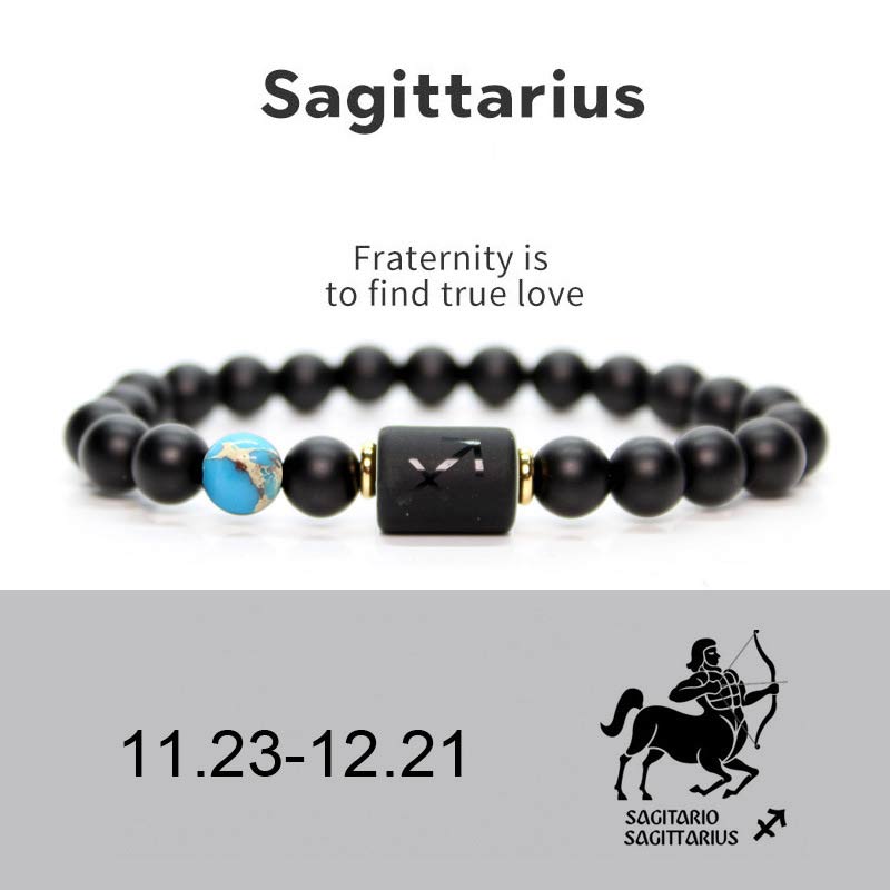 Nimara Ritual 12 Constellations of the Zodiac Black Onyx Adjustable Bracelet