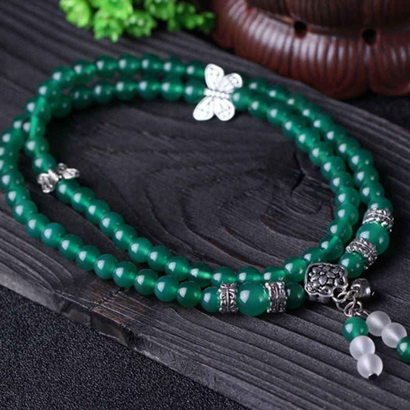 Nimara Ritual Natural Green Agate Butterfly Support Bracelet