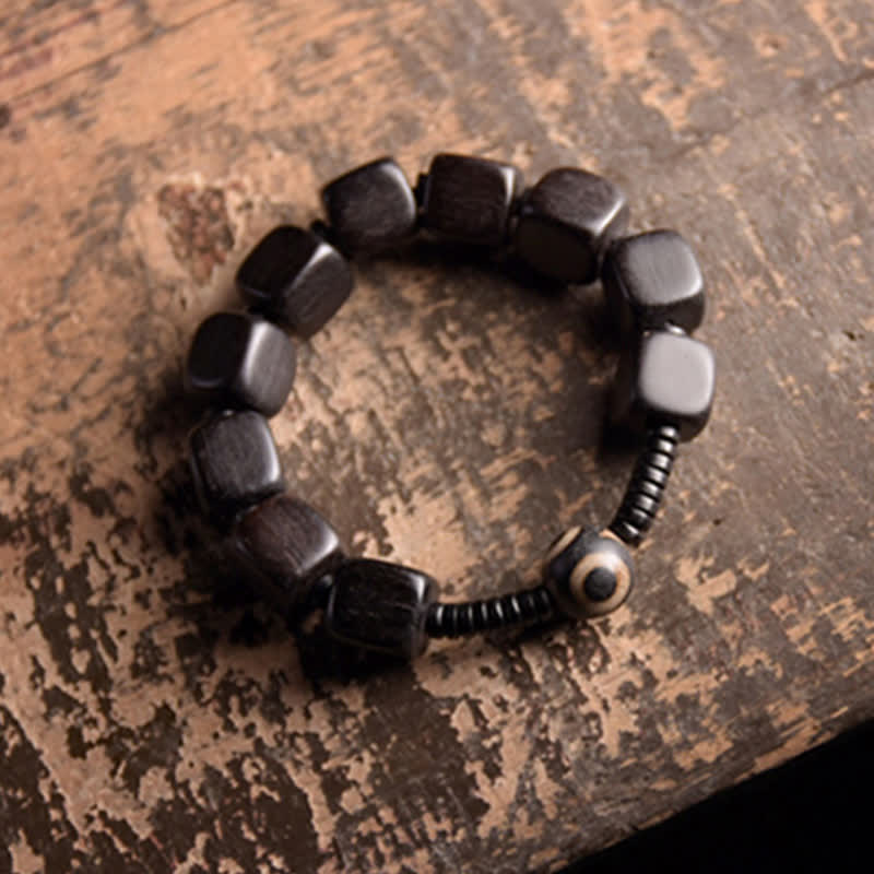 Nimara Ritual Tibetan Ebony Wood Dzi Bead Strength Bracelet