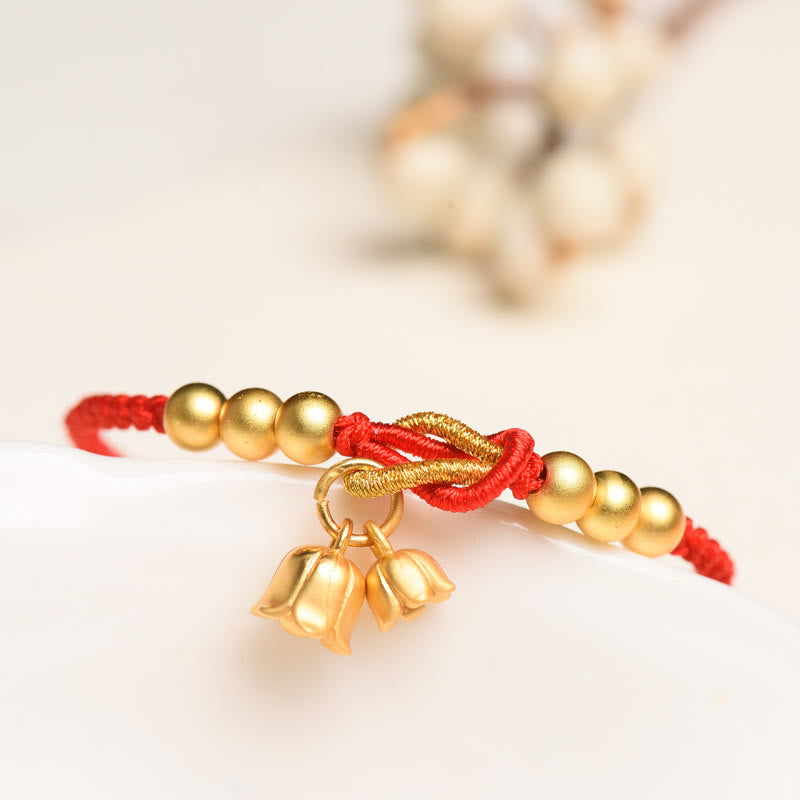 Nimara Ritual Handcrafted Lily Of The Valley Flower Charm Design Luck Protection Braided Bracelet