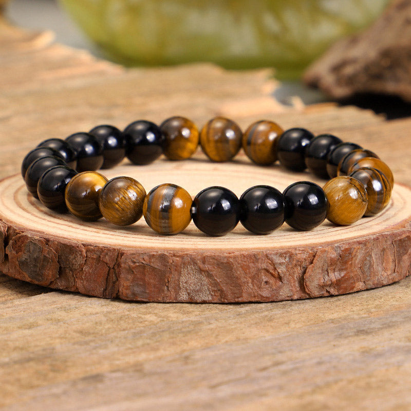 Nimara Ritual Tibetan Black Onyx Tiger Eye Protection Necklace Mala Set