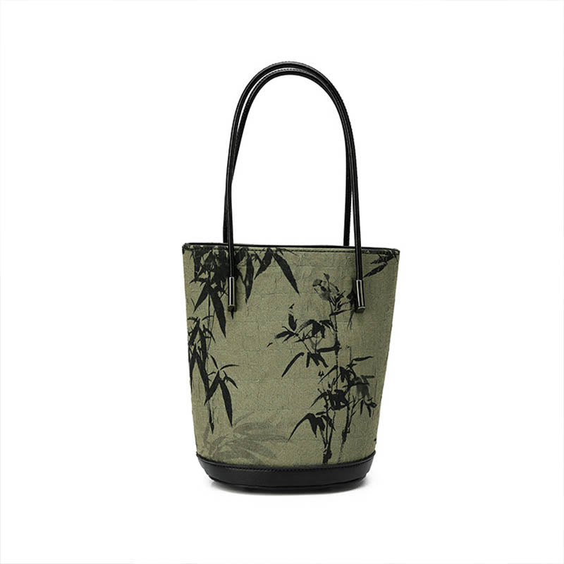 Nimara Ritual Green Bamboo Print Vintage Crossbody Bag Handbag