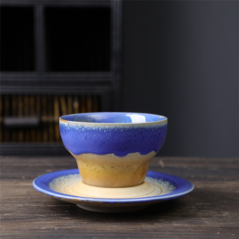 Nimara Ritual Planet Design Ceramic Coffee Mug Rough Pottery Tea Coffee Cup With Saucer