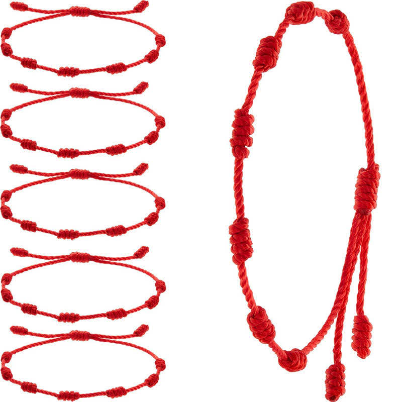 Nimara Ritual 4Pcs Evil Eye Seven Knot Red String Protection Bracelet