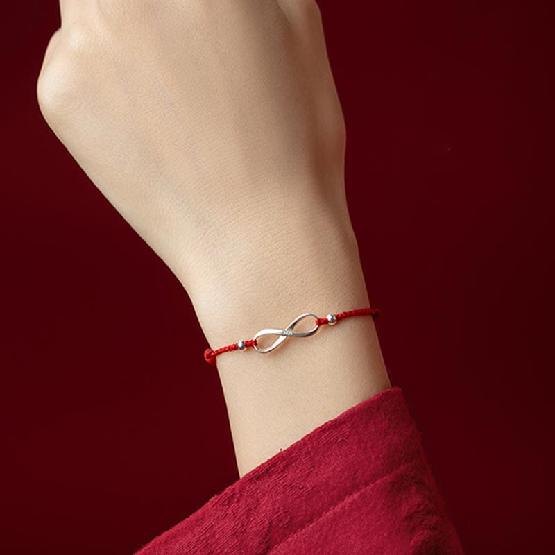 Nimara Ritual 925 Sterling Silver Endless Knot Protection Luck Red String Bracelet Anklet