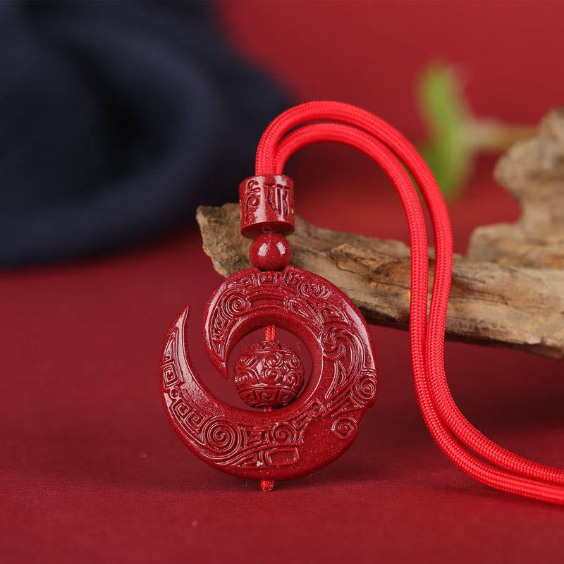 Nimara Ritual One's Luck Improves Design Patern Natural Cinnabar Concentration Necklace Pendant
