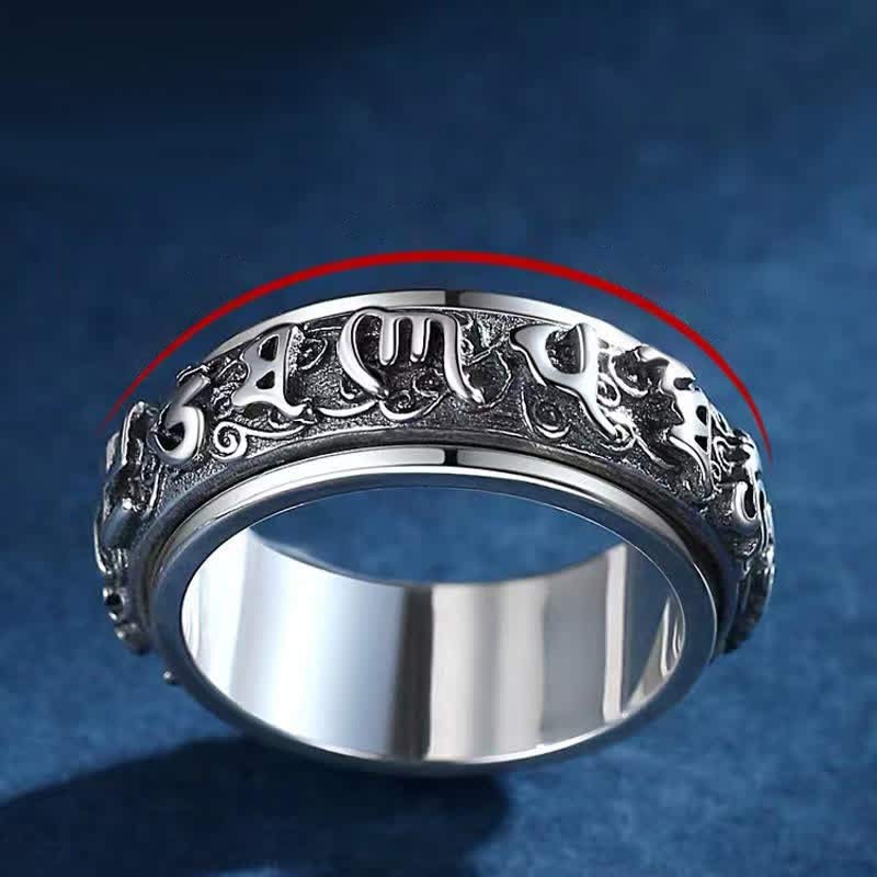 Nimara Ritual Six True Words Swastika Copper Healing Rotatable Ring