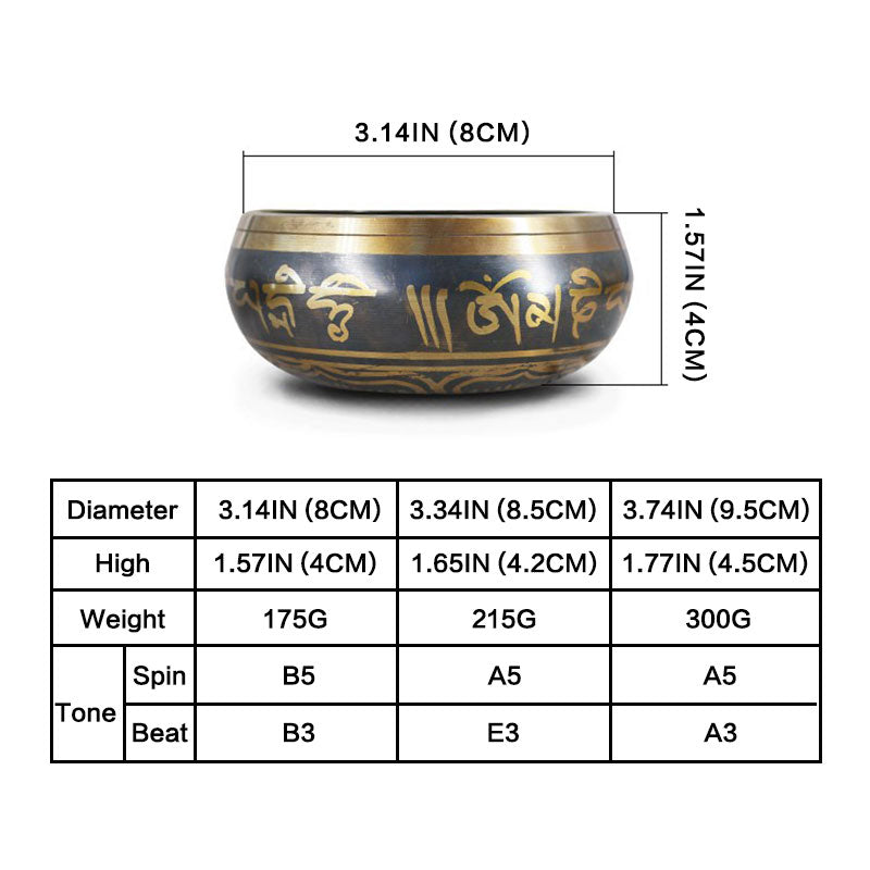 Nimara Ritual Tibetan Meditation Bowl for Healing and Mindfulness Om Mani Padme Hum Singing Bowl