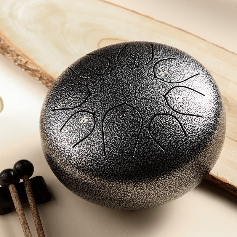 Nimara Ritual Steel Tongue Drum Sound Healing Meditation Lotus Pattern Drum Kit 8 Note 6 Inch Percussion Instrument
