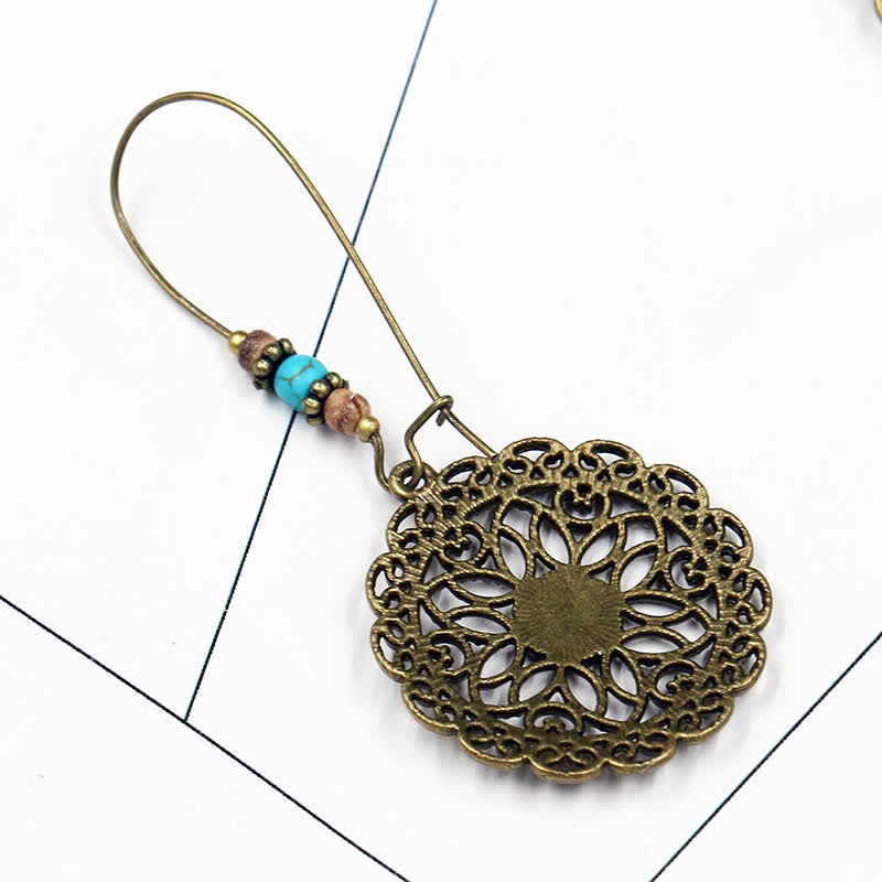 Nimara Ritual Round Flower Design Luck Dangle Drop Earrings