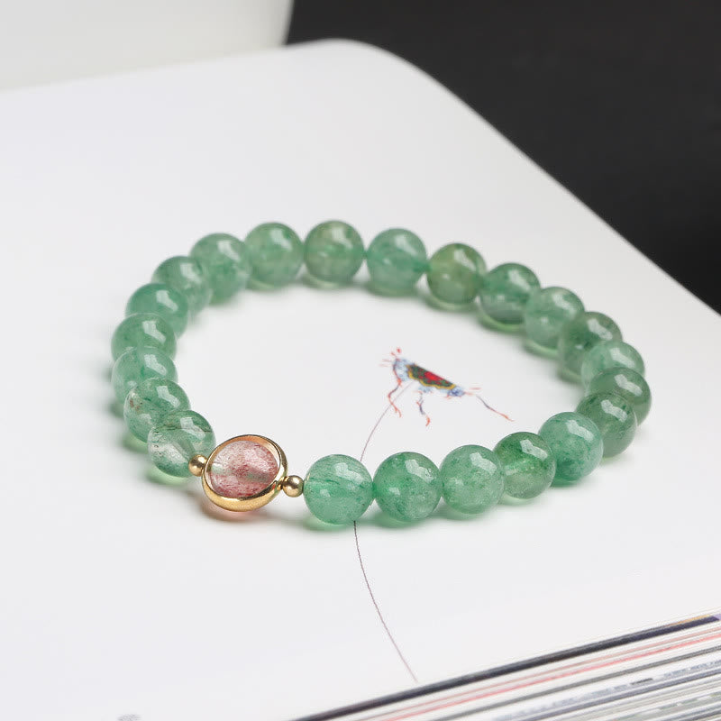Nimara Ritual Natural Green Strawberry Quartz Soothing Beaded Bracelet