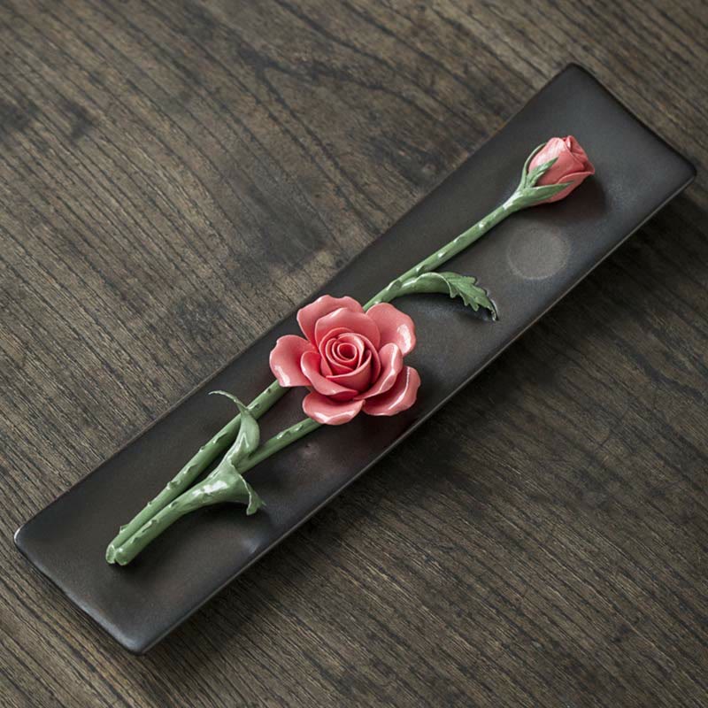 Nimara Ritual Lotus Peony Rose Flower Ceramic Spiritual Incense Burner