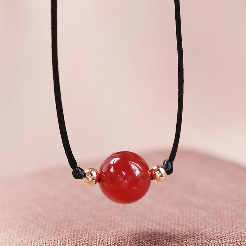 Nimara Ritual Natural Red Agate Chalcedony Self-acceptance Confidence String Bead Bracelet Necklace Pendant