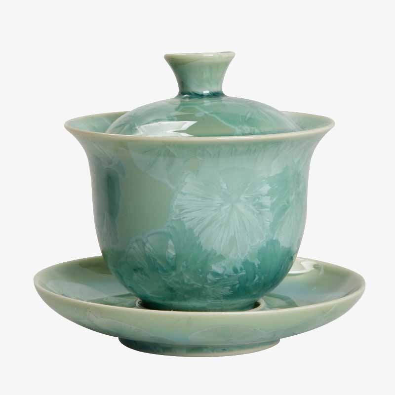 Nimara Ritual Traditional Glaze Ceramic Gaiwan Sancai Teacup Kung Fu Tea Cup And Saucer With Lid 180ml