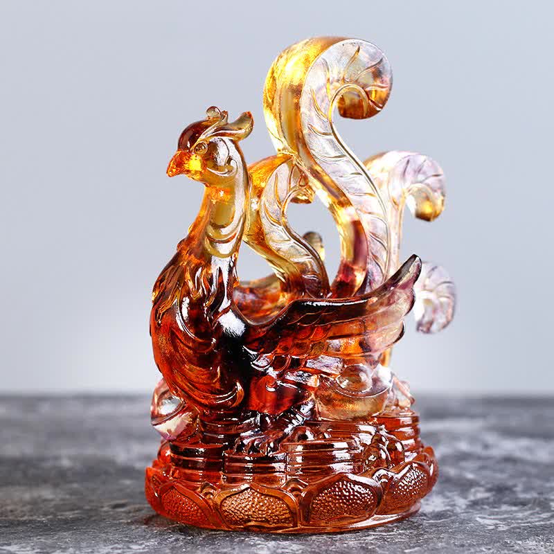 Nimara Ritual Feng Shui Four Symbols Azure Dragon Handmade Liuli Crystal Art Piece Home Office Decoration