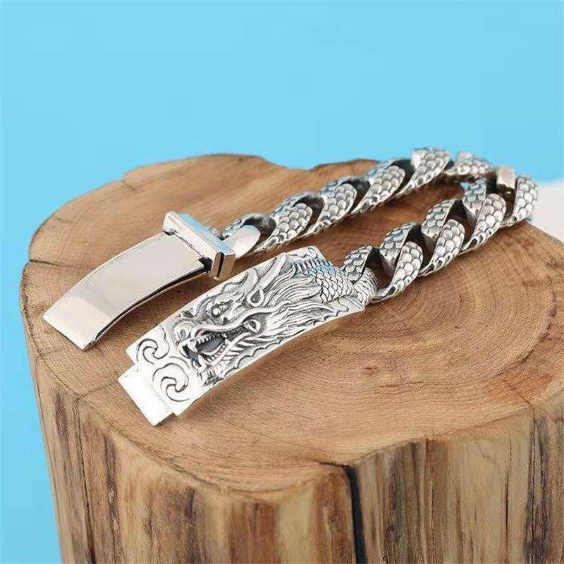 Nimara Ritual Retro Dragon Scale Pattern Engraved Protection Bracelet