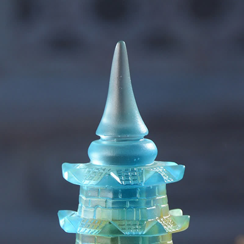 Nimara Ritual Feng Shui Wenchang Tower Handmade Liuli Crystal Pagoda Art Piece Luck Home Office Decoration