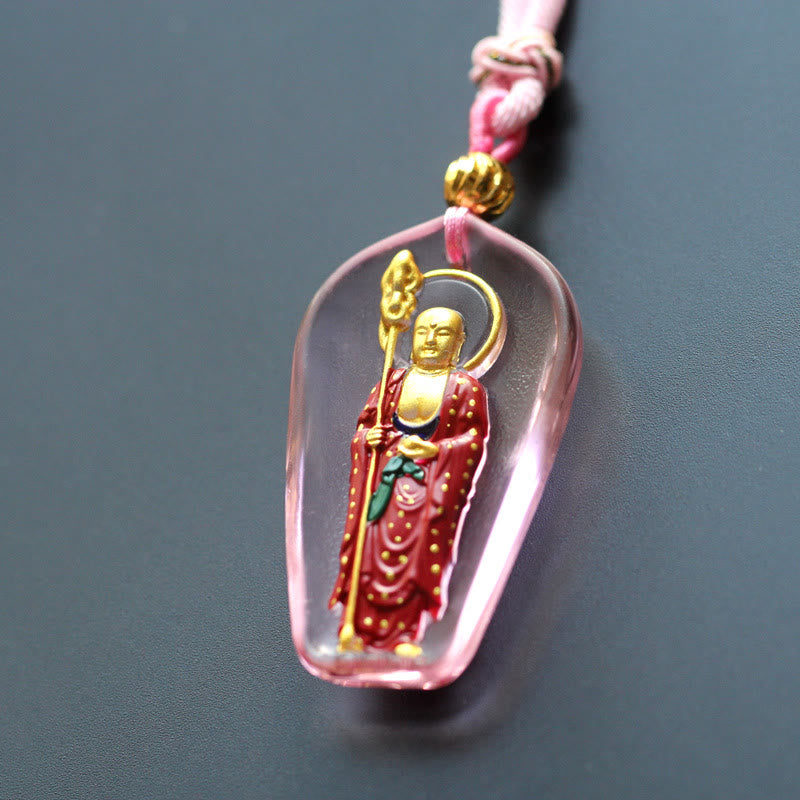 Nimara Ritual Ksitigarbha Buddha Liuli Crystal Compassion Amulet Necklace Pendant