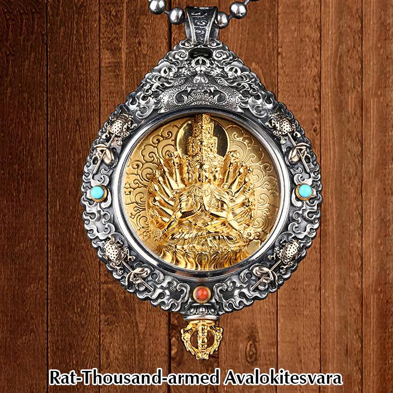 Nimara Ritual Chinese Zodiac Natal Buddha Thangka Nine Palaces Eight Diagrams Wealth Rotatable Necklace Pendant