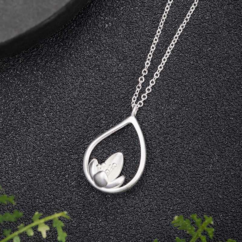 Nimara Ritual 925 Sterling Silver Lotus Flower Floral Enlightenment Necklace Pendant