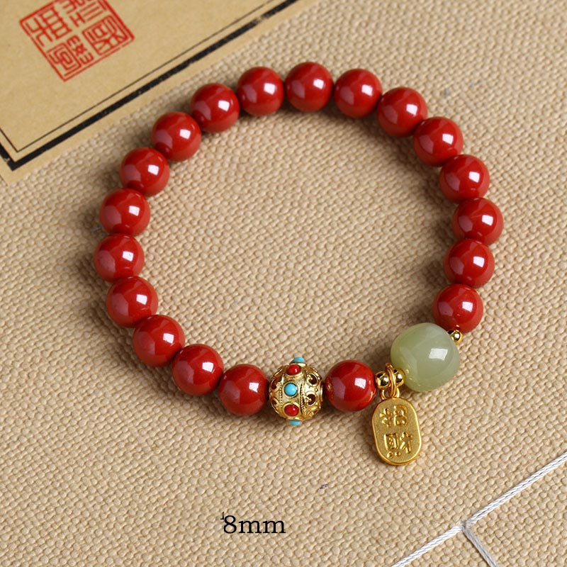 Nimara Ritual Cinnabar Green Aventurine Fortune Protection Charm Bracelet