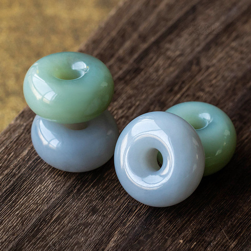 Nimara Ritual Natural Round Jade Gray Jade Peace Buckle Luck Necklace Pendant