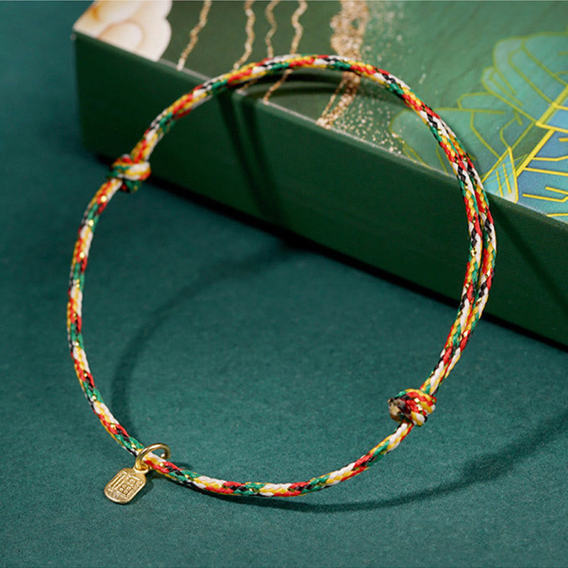 Nimara Ritual Auspicious Fu Character Peace And Joy Luck Handmade Multicolored Child Adult Bracelet