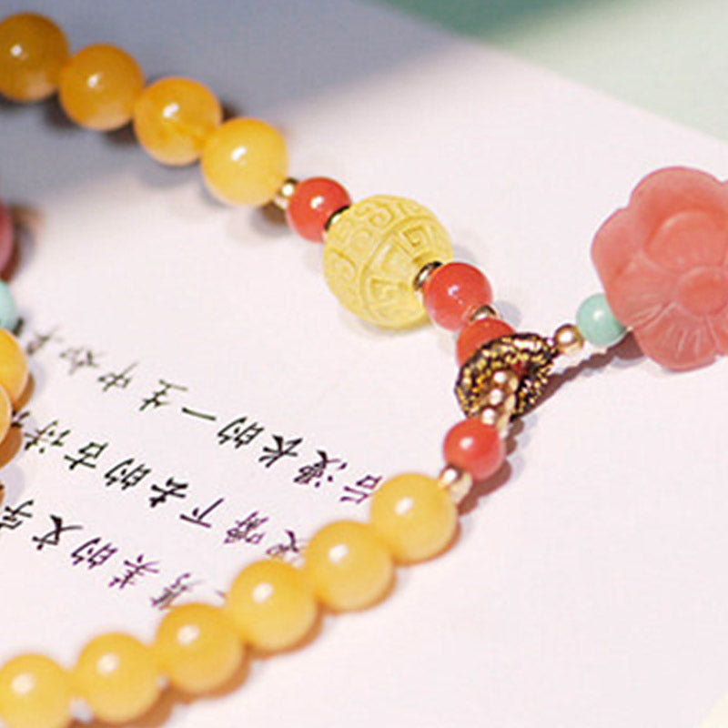 Nimara Ritual Amber Healing Balance Necklace Flower Charm Bracelet