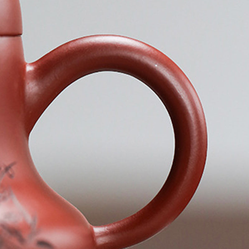 Nimara Ritual Vintage Bamboo Peach Blossom Purple Clay Kung Fu Teapot
