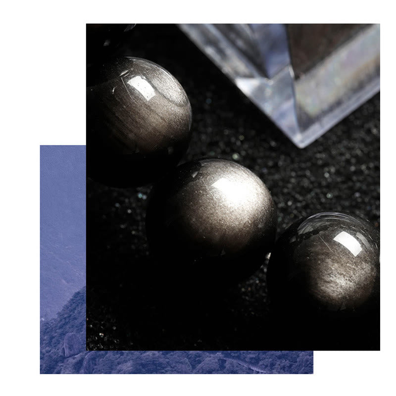 Nimara Ritual Natural Silver Sheen Obsidian Soothing Protection Bracelet