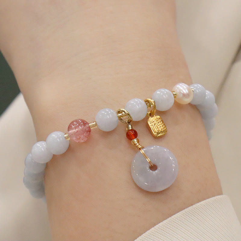 Nimara Ritual Natural Aquamarine Chalcedony Serenity Rabbit Gourd Cat Charm Bracelet