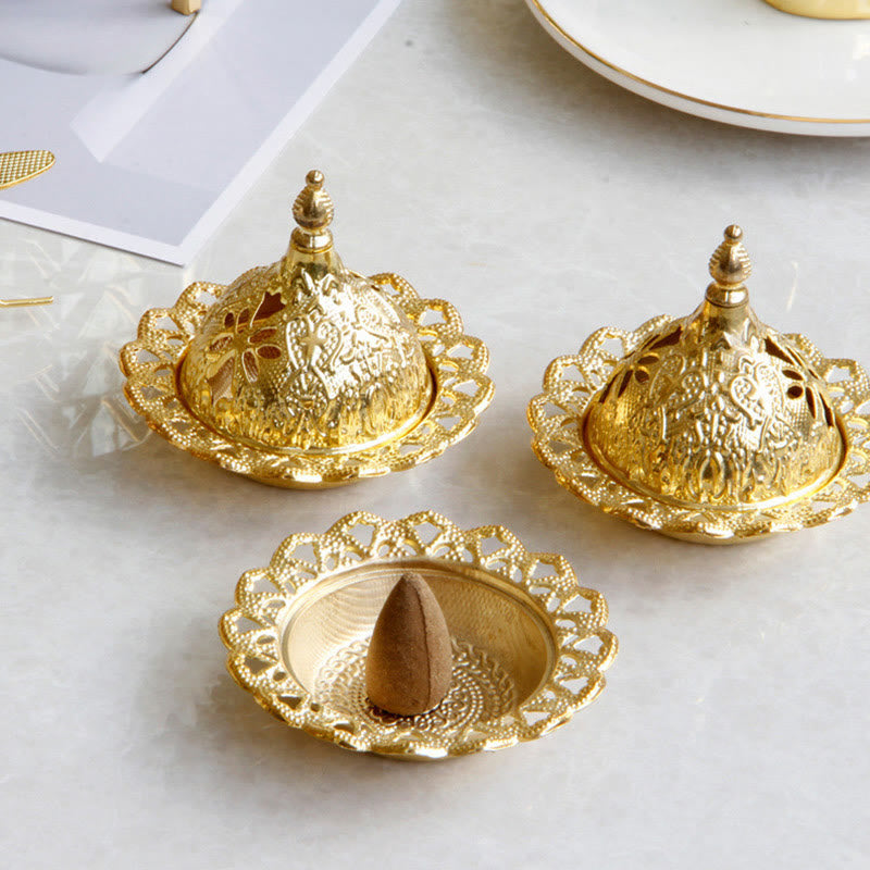 Nimara Ritual Tibetan Gold Mini Meditation Incense Burner