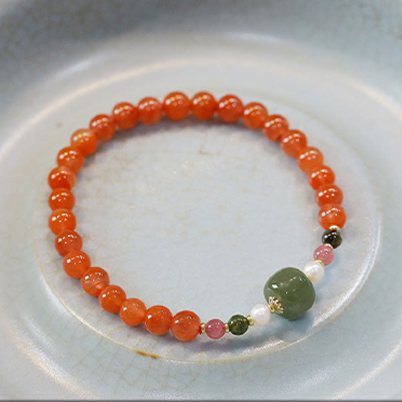Nimara Ritual Natural Red Agate Hetian Jade Bead Confidence Calm Bracelet